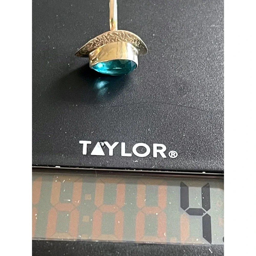 925 Sterling Silver Ring with Large 21.7mm Pear-Cut Blue‎ Gemstone, Size 8